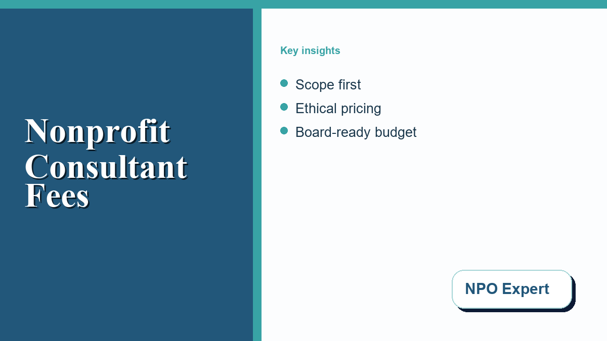 nonprofit-consultant-fees-featured Nonprofit director reviewing consultant scope and budget with an advisor