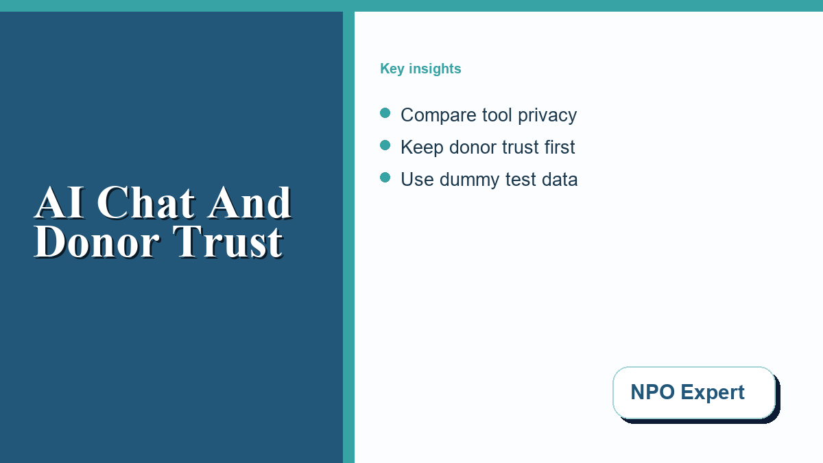 A nonprofit team reviewing conversational AI workflows while protecting donor trust
