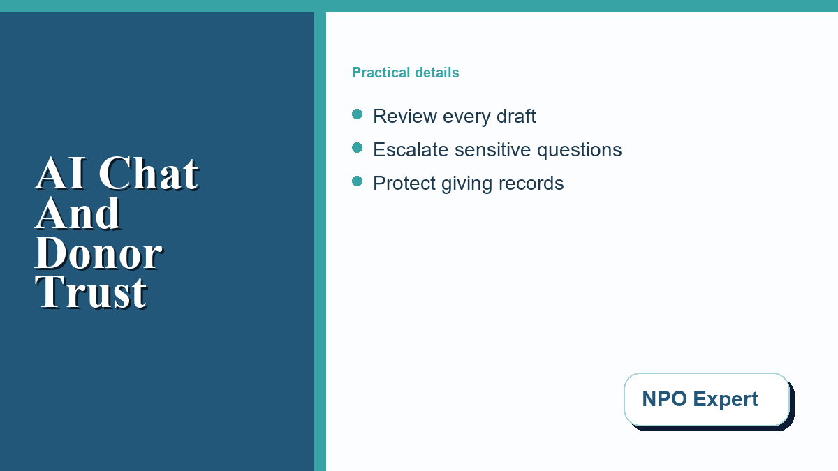 A nonprofit volunteer coordinator reviewing AI-assisted onboarding messages