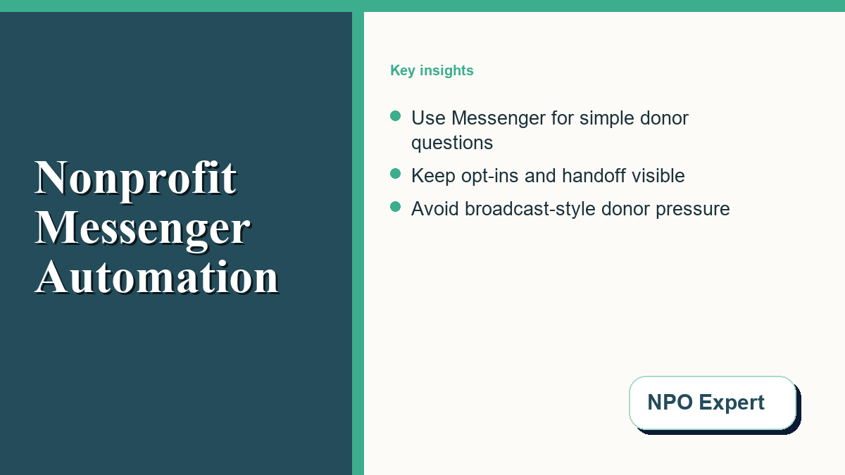 Nonprofit team planning donor Messenger automation with trust and consent safeguards