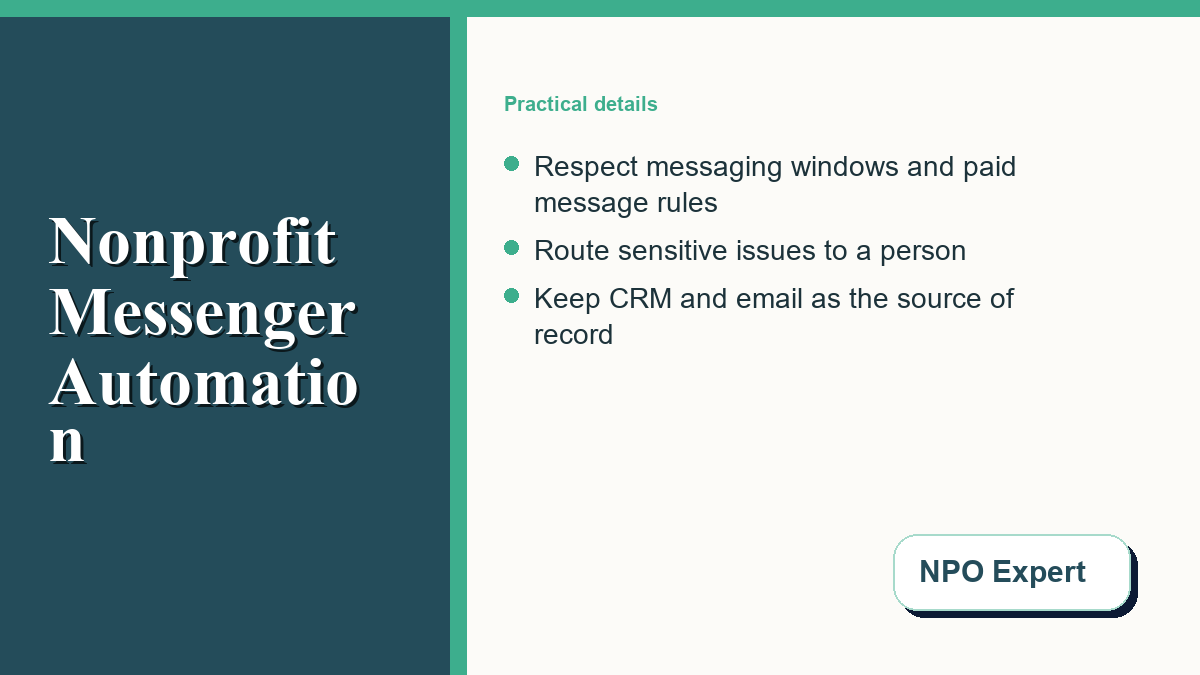 Nonprofit administrator reviewing donor automation rules on a dashboard